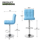 Light Blue Set Of 4 Adjustable Swivel Bar Stool Kitchen Counter Height Pub Chair