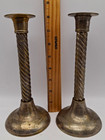 Vintage Pair Of Silver Toned Candle Stick Holders