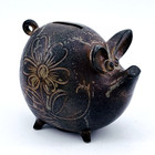Vintage Stoneware Pig Piggy Bank Omc Japan Mcm Art Pottery Rustic Farmhouse 5 5 