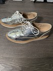 Metaphor Shiny Metallic Silver Wingtip Oxford Shoes Size 6