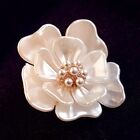 Retro Camellia Flower Pearl Crystal Bridal Brooch Pin Jewelry Wedding Gifts