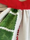 Vintage Christmas Half Apron Upcycled Tablecloth Reindeer Ornaments Bells New