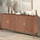 4 Door Kitchen Buffet Sideboard Cabinet  Brown Storage Cabinet  Wood Organizer
