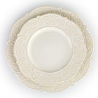 16-piece Luna Embossed Scalloped White Stoneware Dinnerware Set  service For 4 