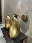 Pair Of 2 Curved Shades Handmade Vintage Mid Century Modern Raw Brass Wall Light