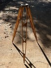 Vtg Keuffel   Esser K e Surveyor Wood Brass Transit Tripod Stand 3 1 2 X 8 Head