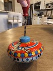 Vintage Ohio Art Tin Litho Spinning Top Carousel Zebra Toy Made In Usa Works
