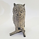 Vintage Owl One Books Figurine Patinated Bronze Brass Bookend