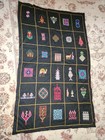 Large Vtg Palestinian Tatreez Handmade Embroidered Black Cloth  38 x24 