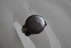 Handmade Black Freshwater Coin  Pearl Ring In Sterling Silver