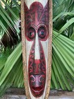M  ori Inspired Tribal Tiki Wood Carving Wall Plaque Tropical Bar Patio Decor