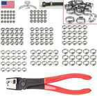 130pcs Single Ear Stepless Hose Clamps 304 Stainless Steel Ear Hose Clamps Plier
