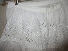 Edwardian White Eyelet Trim 100  Cotton Snap Waist Skirt W Elasic Waist Slip