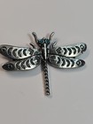 Dragonfly Brooch Lapel Pin Silver Color Metal W  Turquoise Blue Color Eyes