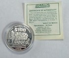 1985 Mo Mexico Fifa World Cup 1986 Football Proof Silver 100 Peso Coin W  Coa