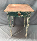 Antique Early  Green Painted Country One Drawer  Night Stand Table Old  678-25b
