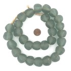 Jumbo Dark Aqua Recycled Glass Beads 22mm Ghana African Sea Glass Green Round