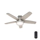Hunter Fan 48 Inch Low Profile Brushed Nickel Ceiling Fan With Light And Remote