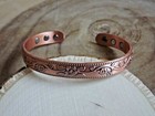 Pure Copper Magnetic Bracelet Arthritis Pain Therapy Energy Cuff Flower