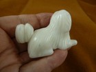  y-dog-ll-402  White Onyx Lhasa Apso Llasa Apso Mi-ki Dog Figurine Pup Carving