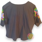 Vintage Mexican Embroidered Blouse Black Floral Peasant Top Large Boho 40