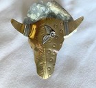 Designer Roggio Brass   Sterling Silver Western Cow Head Brooch Pin