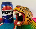 Mexican Folk Art Carved Wood Jaguar Leopard Cat Head Lion Face Mask Guerrero 5 