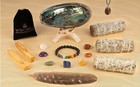 Blue Sage Smudge Kit With Shell  Palo Santos  Stones  Bracelet  Feather   More