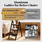 3 Step Aluminum Folding Ladder Step Stool Black 330 Lb Anti-slip Pedal