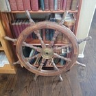 Vintage Maritime Nautical Wooden Ship Steering Marine 30 Inch Wheel Brass Decor