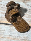 Antique Japaneses Netsuke Dog   Rat On Shoe Sandal Edo Period Hand Craved Wood