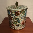 Vtg Daher Tin Embossed W  A Colorful Floral Design Includes Lid Made In England