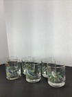 6 vtg West Virginia Glass Co Songbirds Small Rocks Glasses Gold Trim
