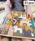 Wooden Animal Building Blocks   Puzzle For Toddler 31 Pcs Age 3  Montessori