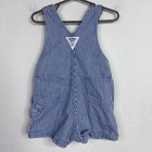 Oshkosh Bgosh Shortalls Toddler 2t Vtg Blue White Railroad Striped Made In Usa