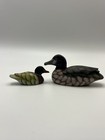Lot Of 2 Small Carved Wooden Ducks Miniature Decoys Figurine Read