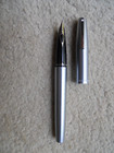 Vintage Sheaffer 444 Medium Fountain Pen Brushed Steel White Dot   Usa 
