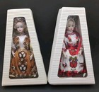 Lot Of 2 Vtg 8  Russian Dolls Traditional Handmade Clothes Hand Painted