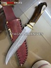 Hand Forged Damascus Steel Hunting Bowie Knife Vintage Crown Stag Antler Handle