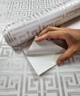 Peel And Stick Wallpaper Embossed Greek Key Geometric Wallpaper Silver On White