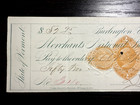 1877 Check Merchants National Bank Burlington State Of Vermont W Irs Vignette