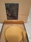 Vintage Celluloid Bakelite Art Deco Dresser Vanity 3 Piece Set Amber Black Gold
