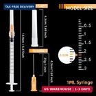 20 Pack 1ml Syringes With 25g 1 Inch  Disposable Luer Lock Syringe Individually