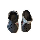 Crocs Fun Lab Shark Plane Clogs Kids Toddler 9 Black Silver Good Graphic Slip On