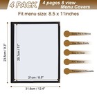 Menu Covers  4 Pack Restaurant Cover Holder Clear Sleeves  Black 8 5 X 11 Inch
