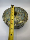 Vintage Embossed Teal  Aqua  Gold    Ivory Decorative Tin