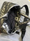 Pajar North South Silver Puffy Quilted Tote Dark Silver Bag Crossbody Strap Euc
