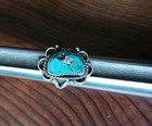 Vintage Native American Navajo Sterling Silver   Turquoise Ring  Size 6 3 4 