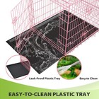 24 30 36 42 48 Inch Pink Dog Crate Kennel Folding Pet Cage Metal W 2 Doors  tray