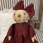 Primitive Ooak Handmade Tattered Grunge Christmas 12    Snowman Doll Flannel Dress